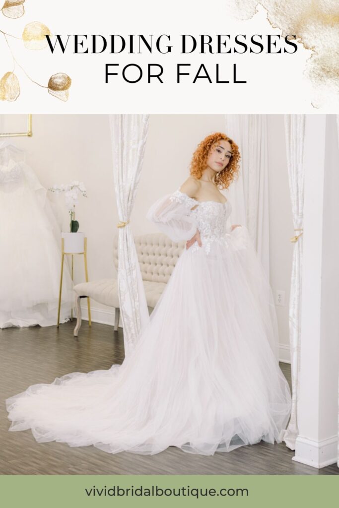 blog post graphic for "Wedding Dresses for Fall" from Vivid Bridal Boutique